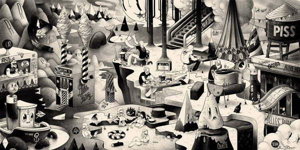 mcbess 2D #illustration #white #black #and