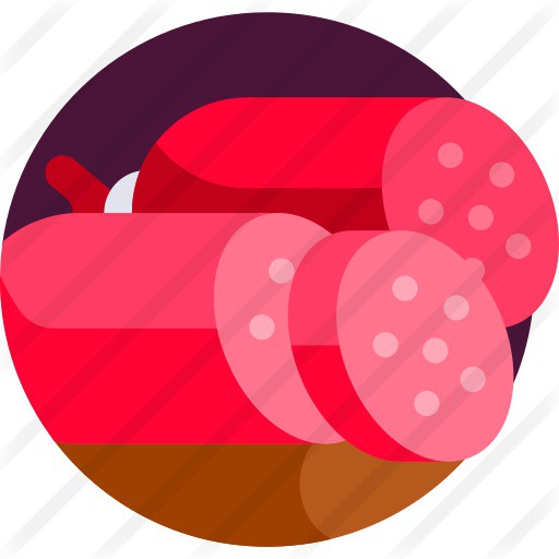 See more icon inspiration related to food and restaurant, salami, butcher, pork, sausages, meat and food on Flaticon.