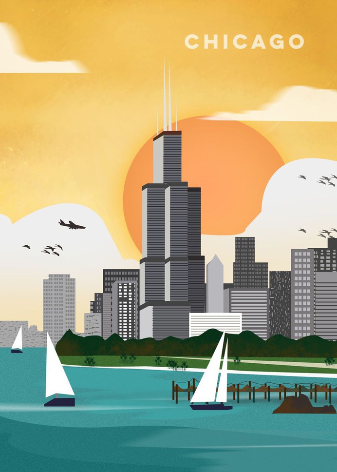 "Chicago" Poster Print on metal by Sam Kal
