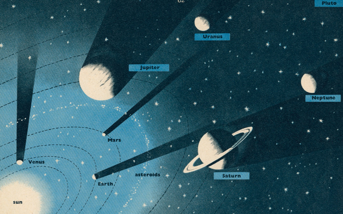 From 'Odhams Encyclopaedia for Children.' #sun #solar #space #earth #system #illustration #planets