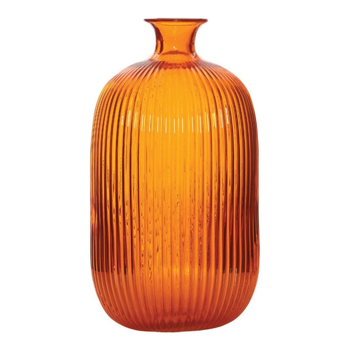 Ferrier Orange Ribbed Glass Vase, 35 cm