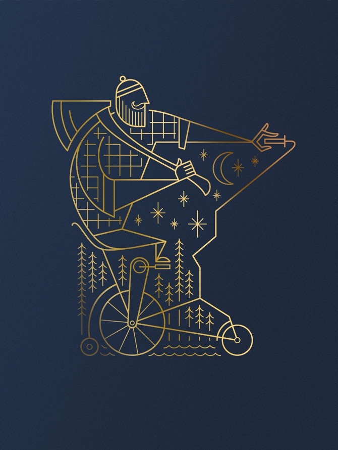 Ross Bruggink, mn, minnesota, bike, paul, star, moon, poster