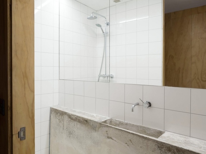 Narrow concrete bathroom sink. Cratlach Mews House by DUA. © Aisling McCoy. #bathroom #concrete #sink