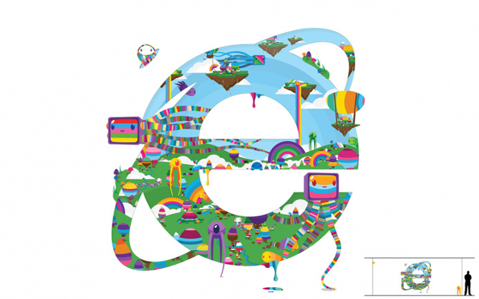 Mural for Microsoft's new IE building in Bellevue, WA