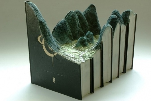 Carved Book Landscapes by Guy Laramee | Colossal #mountain #sculpture #book #landscape #nature