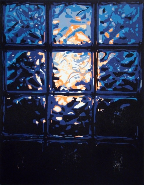 "Sunset" by Daniel Adams - Woodcut Print #HUDesign #woodcut #dadum #wood #print #window