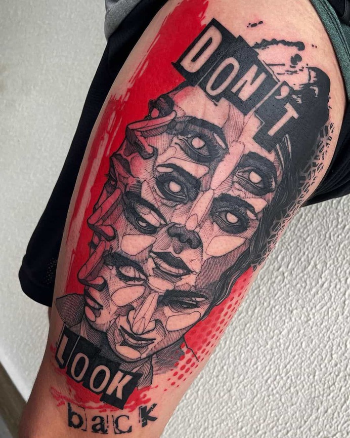 Trash polka tattoo