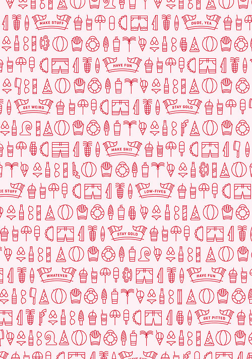 Summer Stuff #ocean #palm #pattern #tree #icon #pink #illustration #fun #summer #beach