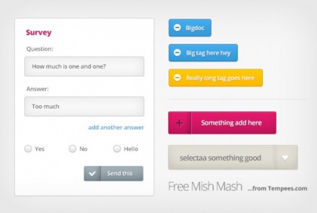 Simple mix kit with web elements Free Psd. See more inspiration related to Button, Color, Web, Elements, Tags, Psd, Simple, Web elements, Web button, Block, Horizontal, Select, Kit, Mix, Mini, Mash and Inputs on Freepik.