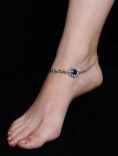 Classic Green Silver Anklet