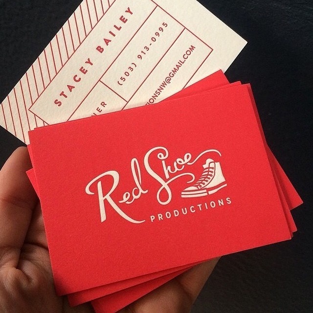 Red Shoe Productions logo / business cards #lettering #red #script #business #branding #lines #productions #letterpress #hand #shoe #logo #converse #chucks #sweet #identity #type #cards #badass #cool