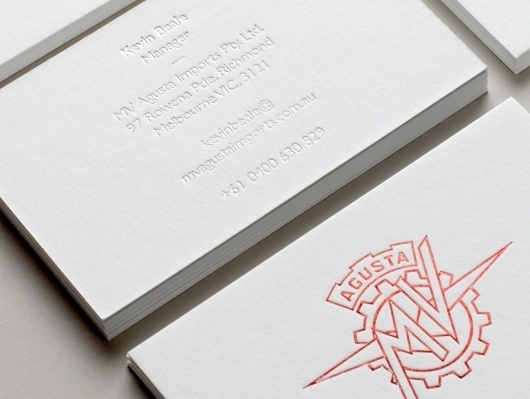 Maythorpe. » MV Agusta #emboss #white #business #print #letterpress #cards #foil