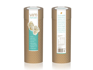 Vim Popcorn - inspiration from Nat & Dean #packaging #popcorn #kraft #cylinder