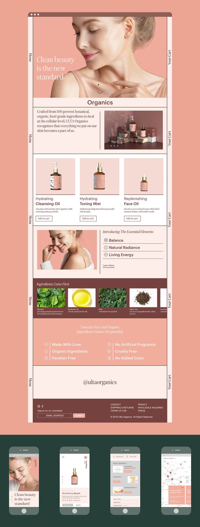 Ulta Organics is a student project developed by designer Yozei Wu over the course of 14 weeks. Ulta Organics was conceived as a hypothetical new skincare line for Ulta beauty. Find more of the most beautiful design on mindsparklemag.com