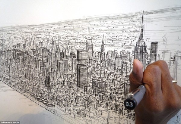 Stephen uses up to 12 pens and takes up to a week for each skyline #memory #wiltshire #autistic #york #stephen #skyline #new