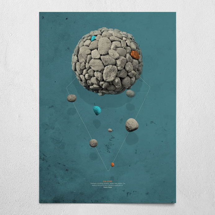 #evilstone #smokeblue #poster #wallart #eames #stone #rock