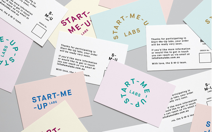 Start-Me-Up Labs start up typography type graphic design business card print modern fair stand presentation school minimal packaging designe