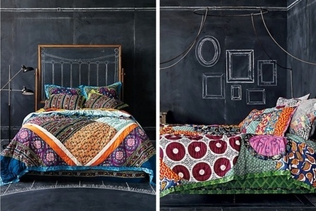 Transform your Bedroom with Colorful Bedding | papernstitch #anthropologie #chalk #board