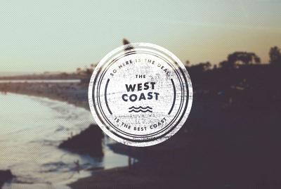 West Coast, The Best Coast #west #crest #seal #waves #futura #type #postcard #california #coast