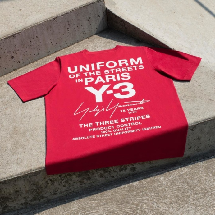 The limited-edition Uniform of the Streets tee-shirt on the streets of Paris. Available exclusively at @no42_paris tomorrow. #adidas #Y3 #Yo