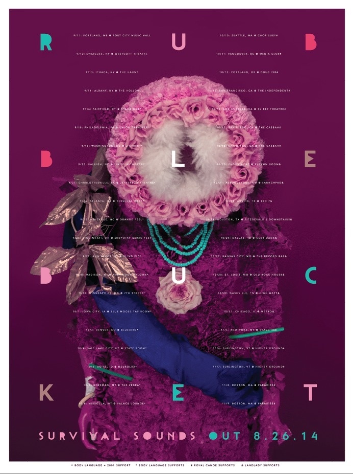 Just finished working on the RUBBLEBUCKET new release SURVIVAL SOUNDS. Collab with the talented Branden Collins at The Young Never Sleep htt #modern #rubblebucket #colorful #poster #flowers
