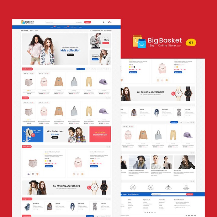 #BigBasket - #Shopify Multi-Purpose Responsive #Theme | #TemplateTrip #eCommerce #Website #Design