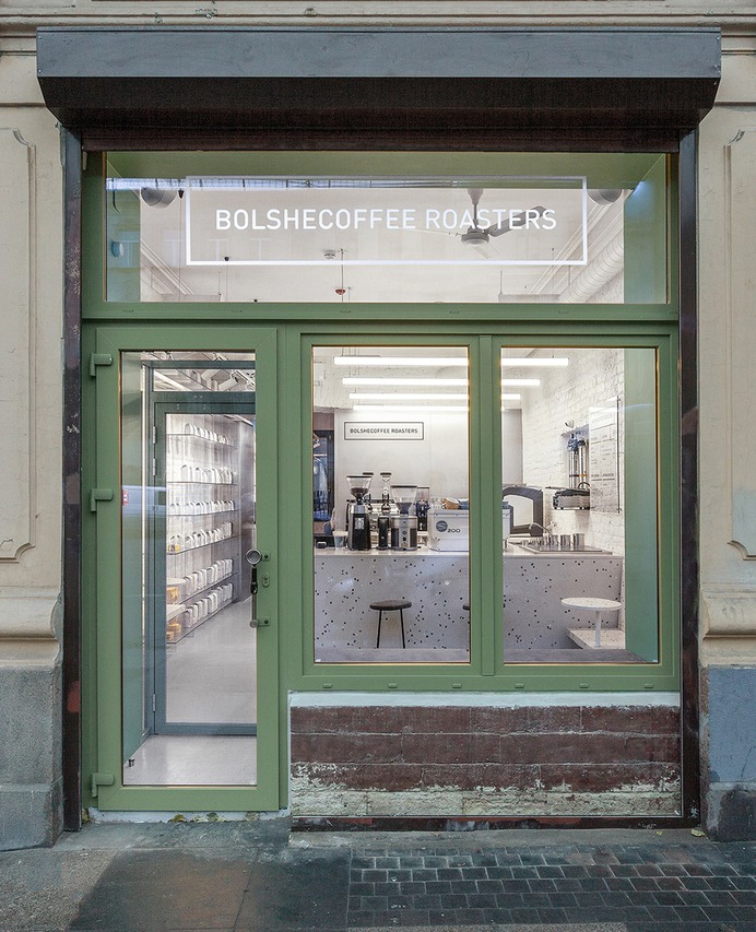 Bolshecoffee Roasters & Shop by AKME - Mindsparkle Mag Bolshecoffee Roasters is a minimalist space in a historic building in the center of St. Petersburg, Russia. The project was developed by the architectural bureau AKME. #interior #architecture #identity #branding #design #color #photography #graphic #design #gallery #blog #project #mindsparkle #mag #beautiful #portfolio #designer