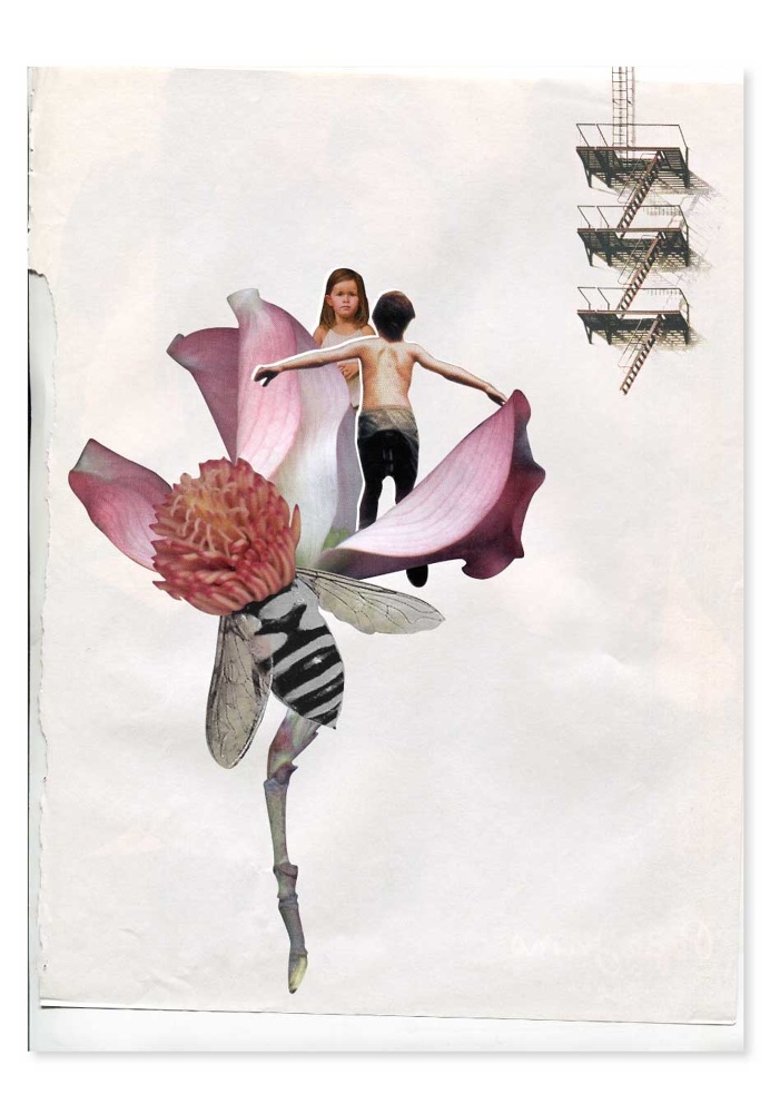 collage, layout, paper, rip, vintage, flower, texture