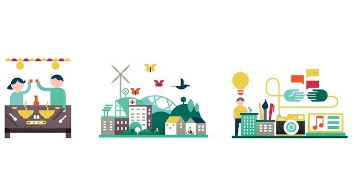 Winkreative - Fukuoka Illustrations for Winkreative's "Exploring Fukuoka". Printed broadsheet promoting the city's many cultural, business #illustration