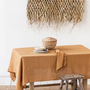 Linen Tablecloth in Tan color. Round square rectangular image 0