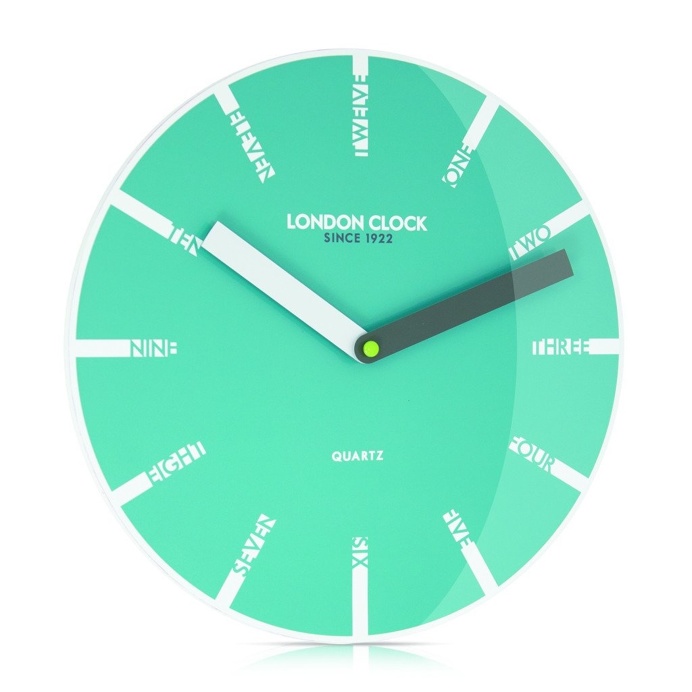 London Clock Company 'Ignite' Letter Wall Clock Teal, 30cm x 3.5cm
