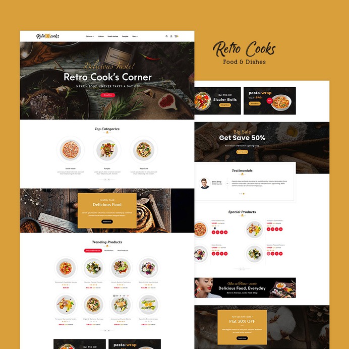#Retro #Cooks - #Food & #Dishes - #Prestashop #Responsive #Theme | #TemplateTrip #eCommerce #Website #Design #Template