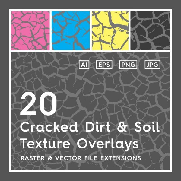 20 Cracked Dirt Vector Texture Overlays #crackeddirt #crackedvector #dirtvector #vectortextures #crackedtextures #dirttextures