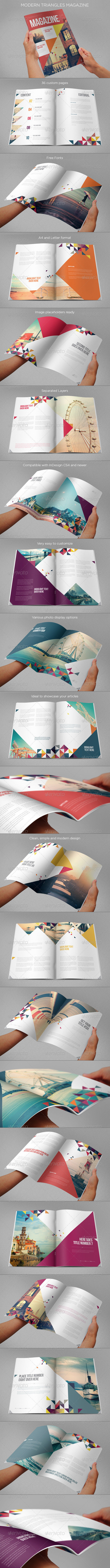 Modern Triangles Magazine - Magazines Print Templates #layout #magazine