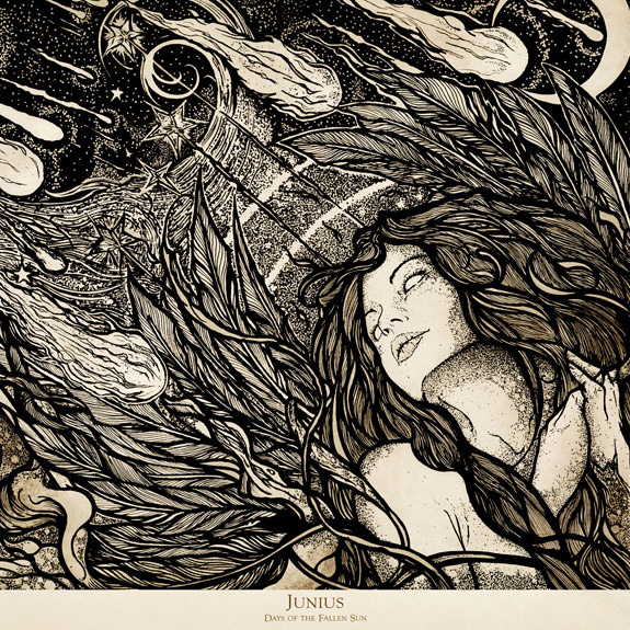 "Days Of The Fallen Sun" album cover art for Junius, illustrated by Adrian Brouchy #Junius #Music #Illustration #AdrianBrouchy