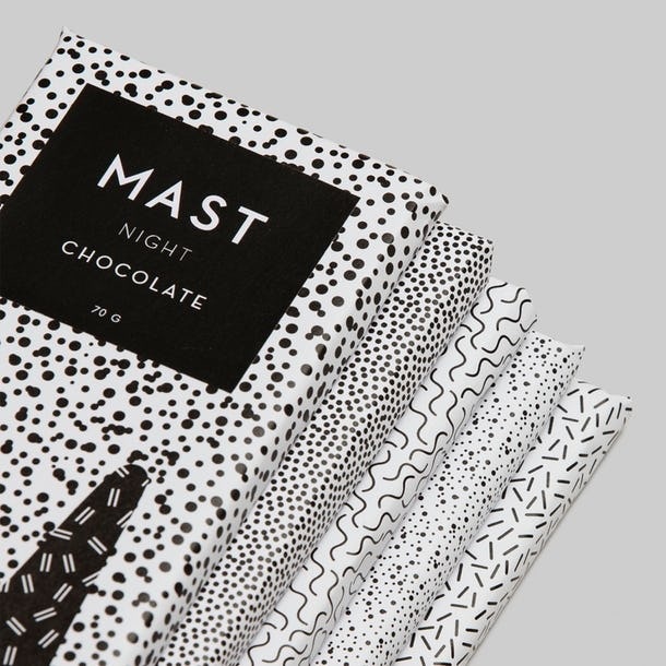 Packaging, chocolate, black and white, mono