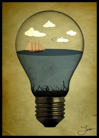life in a bulb by ~natdatnl on deviantART #illustration #ship #idea #texture