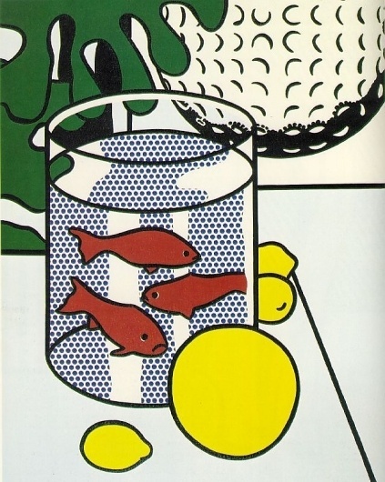 1972+Still+Life+with+Goldfish+Bowl+and+Painting+of+a+Golf+Ball.jpg 639×799 pixels #print #colours #art #pop