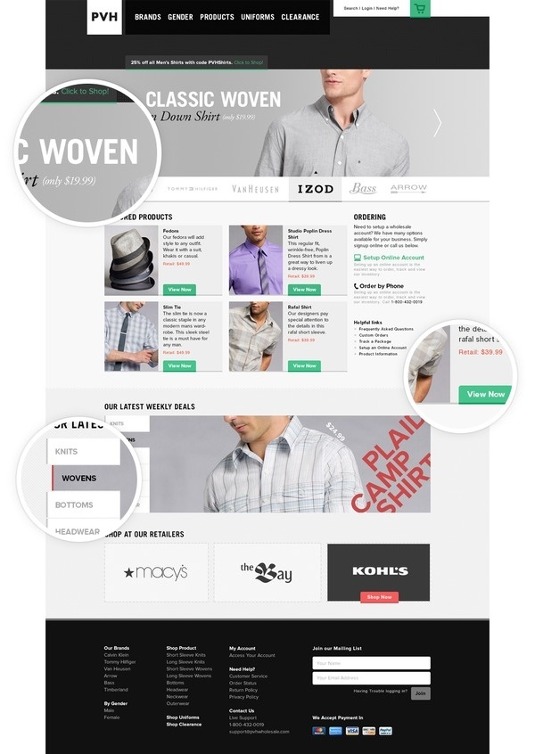 PVH Corporate Outfitters #clothing #commerce #ux #ui #store #meszaros #retail #stephen #web #online