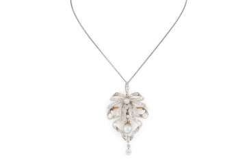 HISTORISCHER ANHÄNGER MIT DIAMANTBESATZ UND PERLE