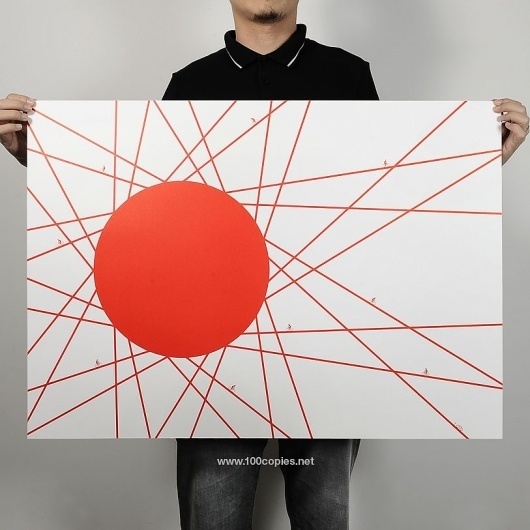 100copies — 04 - Land Of The Riding Sons #fixie #flag #print #wheel #poster #bike #art #japan