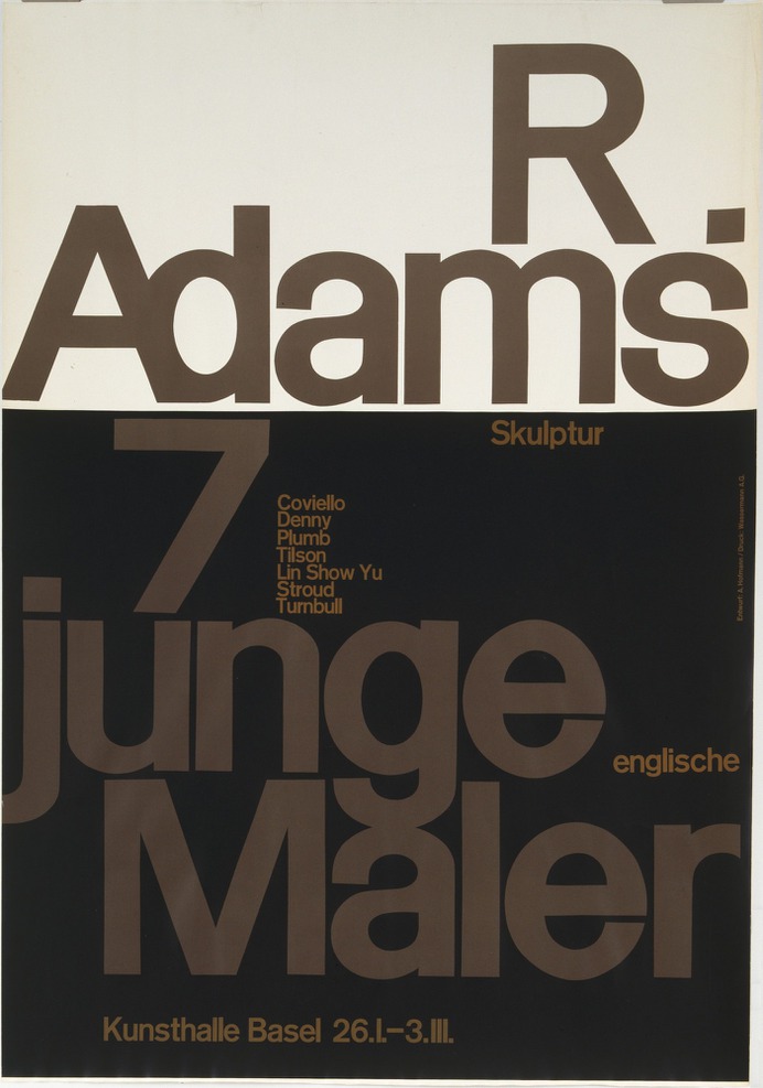 Poster created by Armin Hofmann for
R. Adams, Skulptur, 7 Junge Englische Maler. Poster created between 1950-1963
