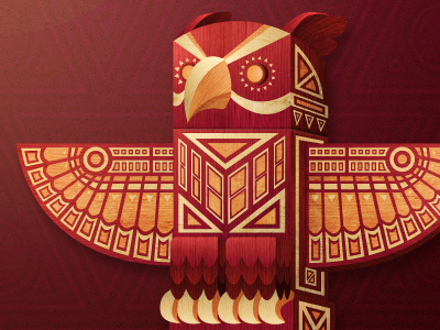 Totem_dribbble #red owl totem