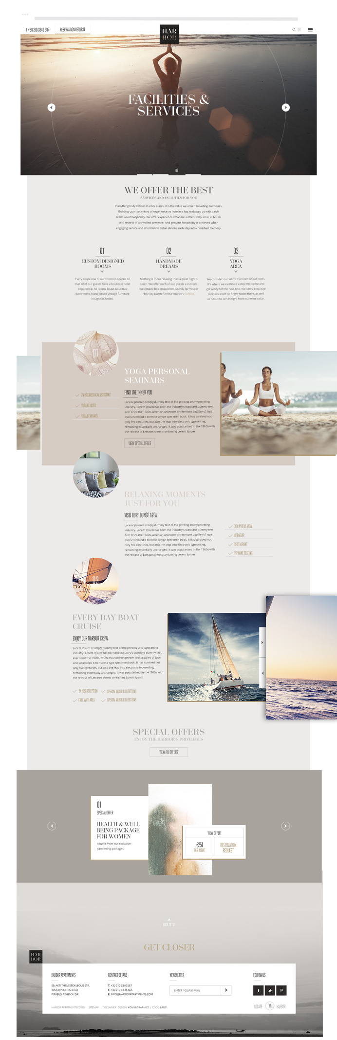 #website #web #design #responsive #hotel #greek #stencil #typography #harbor #UI #UX