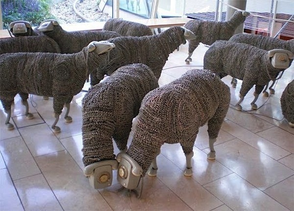 sheeps_vintage_telephones_05 #sheep #phone #art #installation