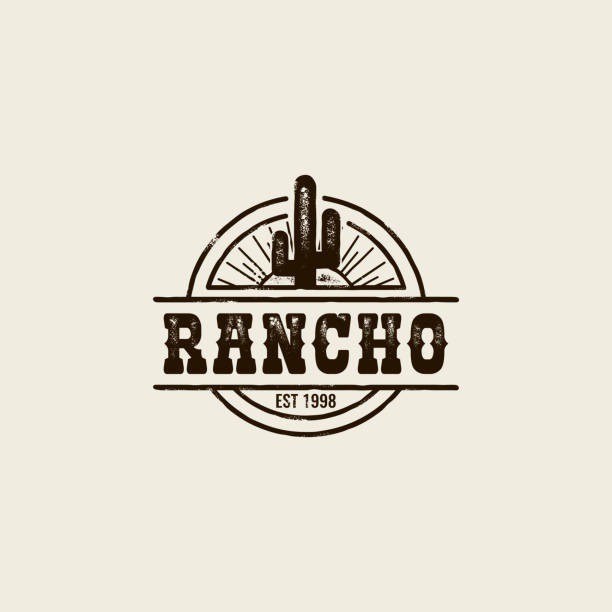 ranch cactus logo vector art illustration