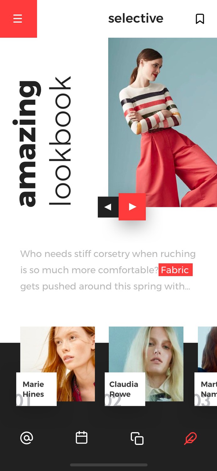 Fashion lookbook mobile by Taras Migulko