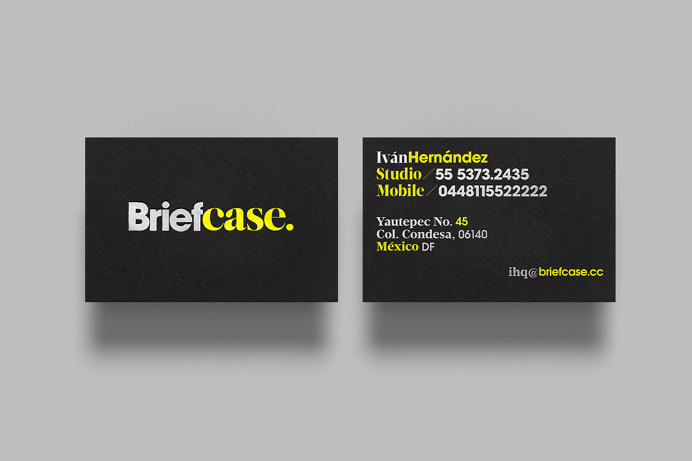 Briefcase branding by anagrama moterey mexico mindsparkle mag business card corporate design stationery minimal yellow geometry black tape l