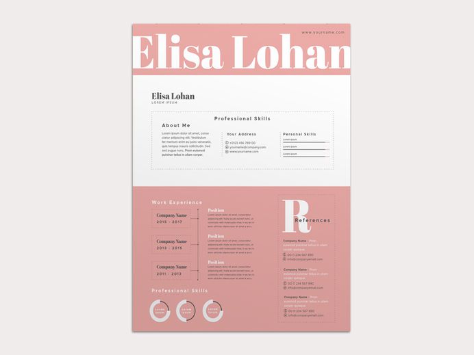 Free Feminine Resume Template with Pink Color Scheme