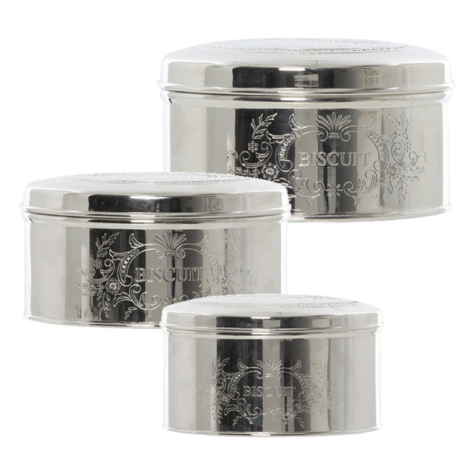Henri Silver Round Tins, Set Of 3